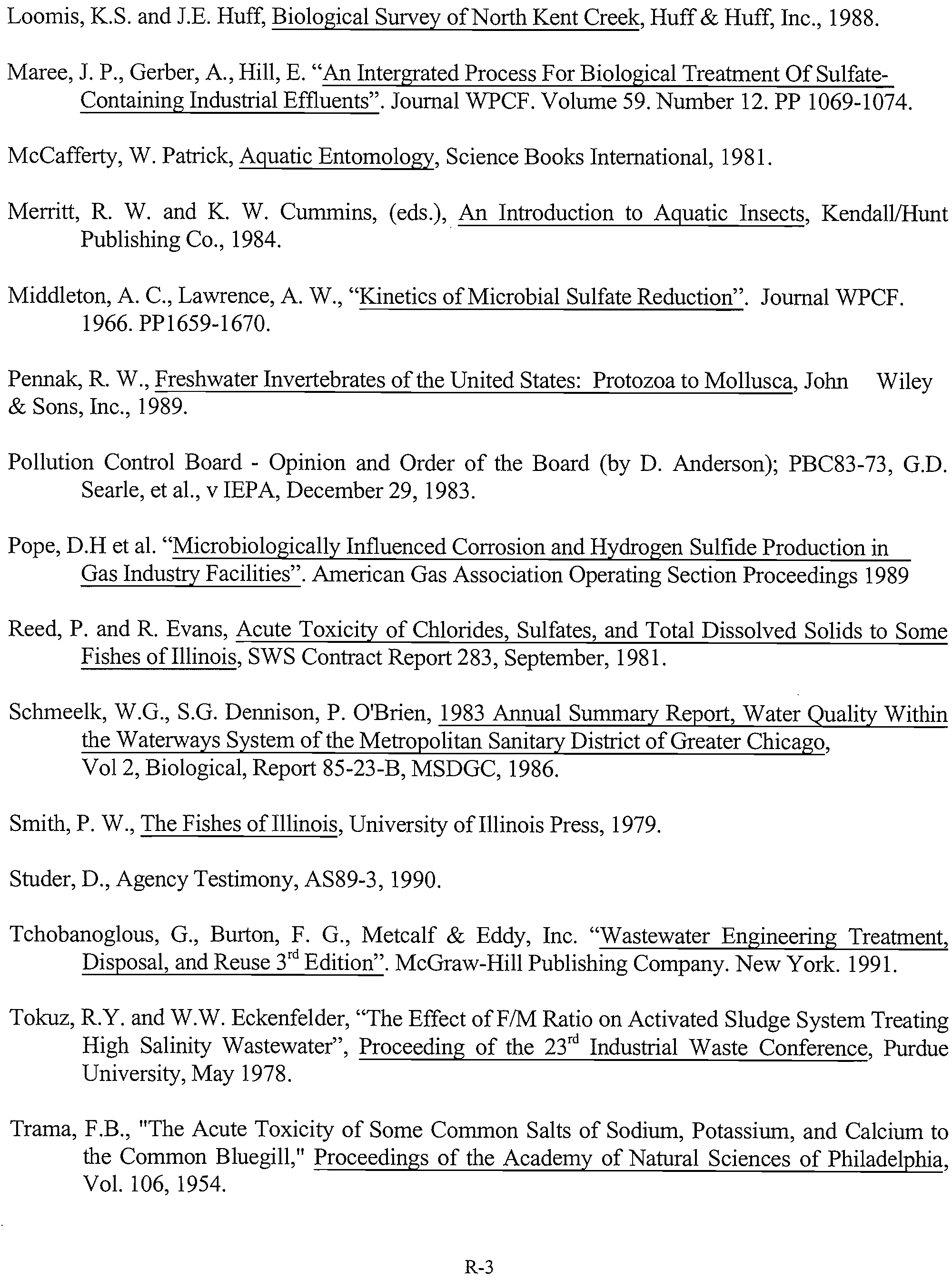 Environmental Assessment For The Proposed Increase In Total Dissolved Solids Discharge From The Thorn Creek Basin Sanitary District Prepared By James E Huff Pe Sean D Laflieu P E November 00 Table Of